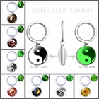 Черно-белый Yinyang символы брелок ювелирные изделия Инь Янь Древо жизни двусторонний стеклянный купол Taichi Брелки Подарки для женщин