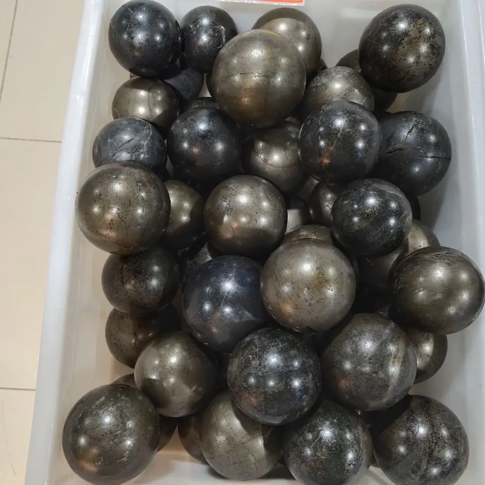 

Solid Chalcopyrite Iron Pyrite Natural Polished Quartz Mineral Ore Sphere Balls Collecting Desk Furnishings Decor God Of Wealth