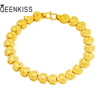 qeenkiss bt5190 fine jewelry wholesale fashion hot woman girl bride birthday wedding gift vintage heart 24kt gold chain bracelet