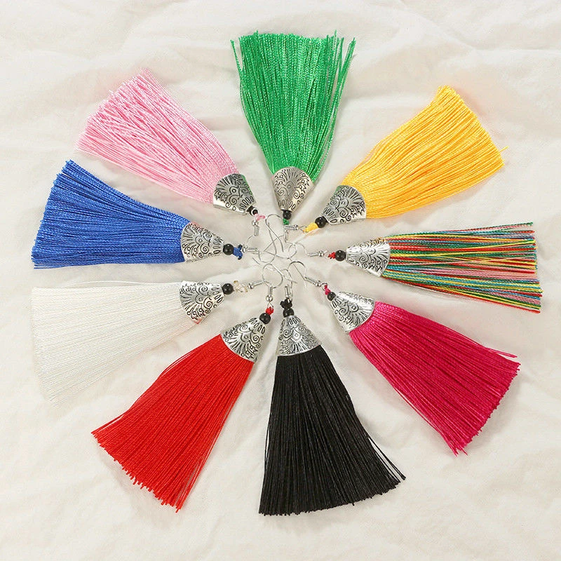 

Temperament Female Ethnic Style Exaggerated Tassel Drop Earrings for Women Bohemian Fashion Jewelry 2021