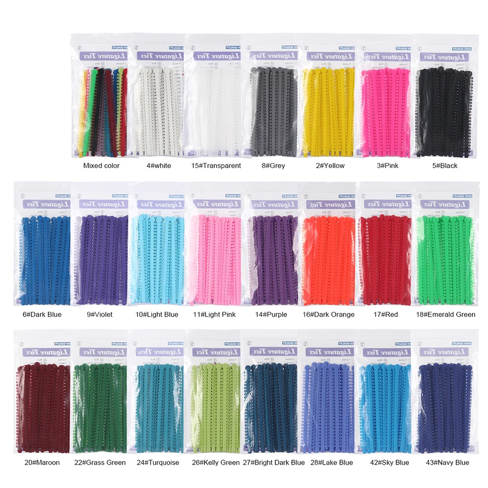 1Pack=1000PCS/20Sticks Dental Orthodontic Elastic Ligature Ties Bands for Brackets Braces Colourful to Choose |