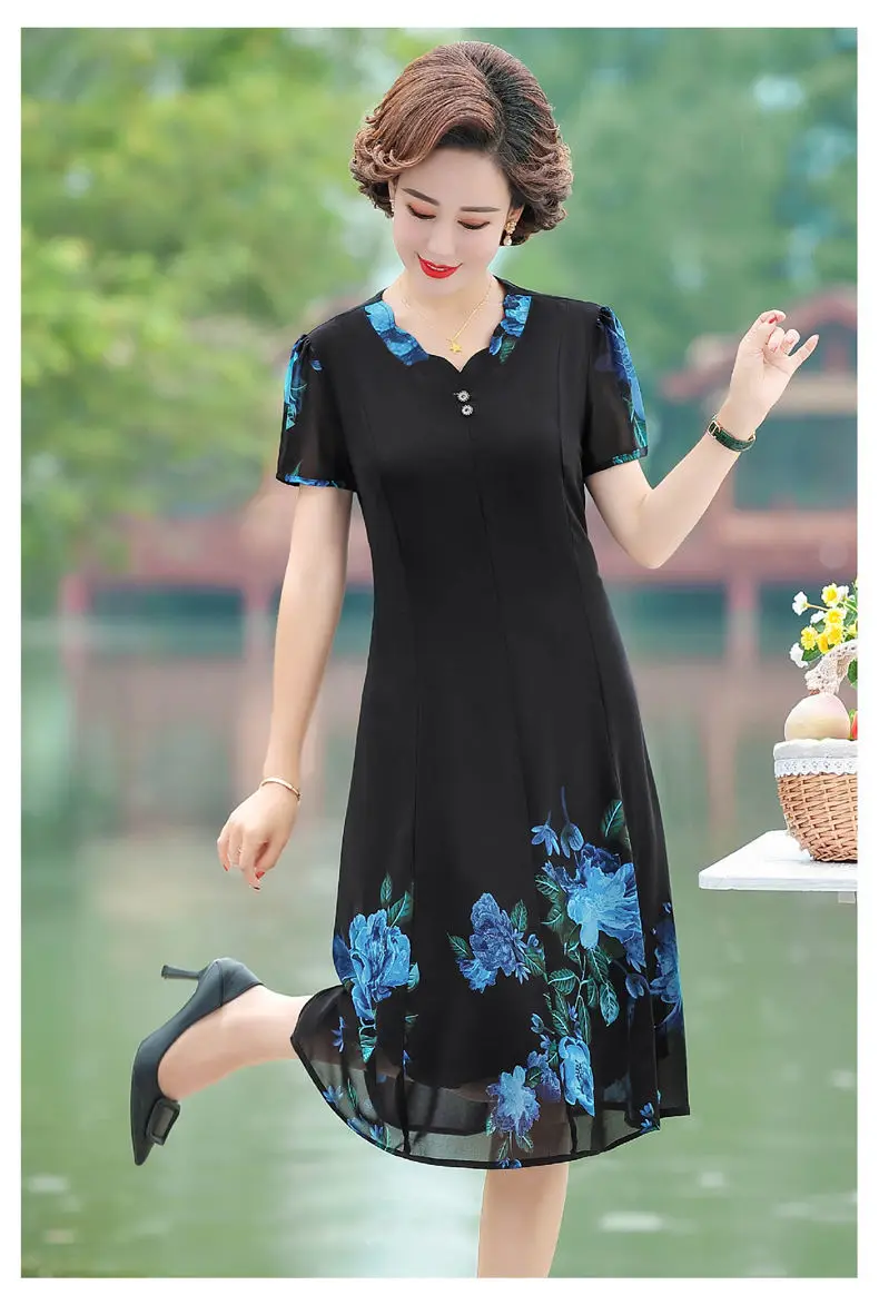 

Dress spring and summer fashion casual women 2021 new western style women's short-sleeved v-neck chiffon dress
