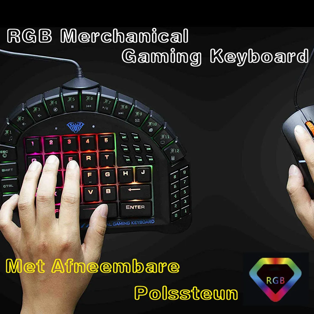

2020 самая стильная механическая клавиатура с голосовым управлением, игровая подсветка RGB, клавиатура для одной руки, Игровая клавиатура для ...