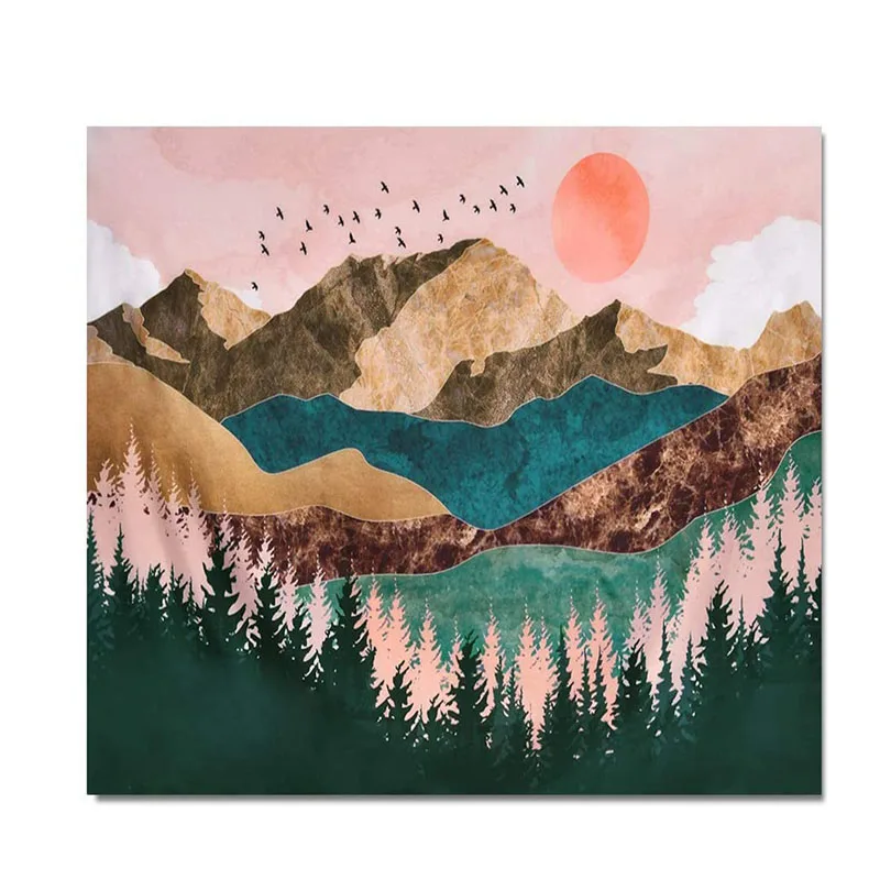 

Little Painter Mountain Paint by Numbers for Adults Sunset Forest DIY Paint Number Kits for Wall Decor