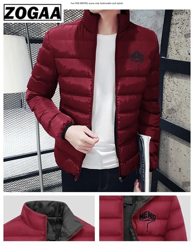 ZOGAA мужские зимние хлопковые парки утолщенная однотонная верхняя одежда пальто