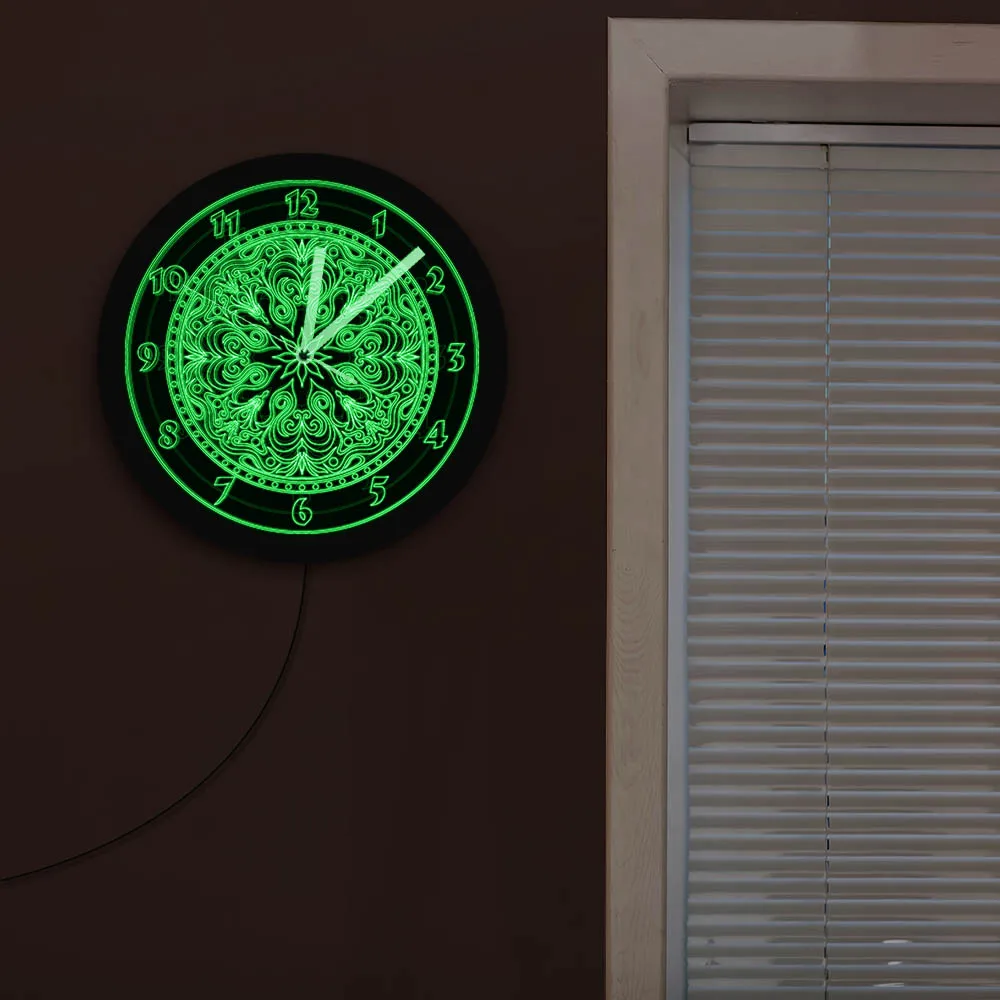 Светодиодные настенные часы с абстрактной мандалосветодиодный ритуальный