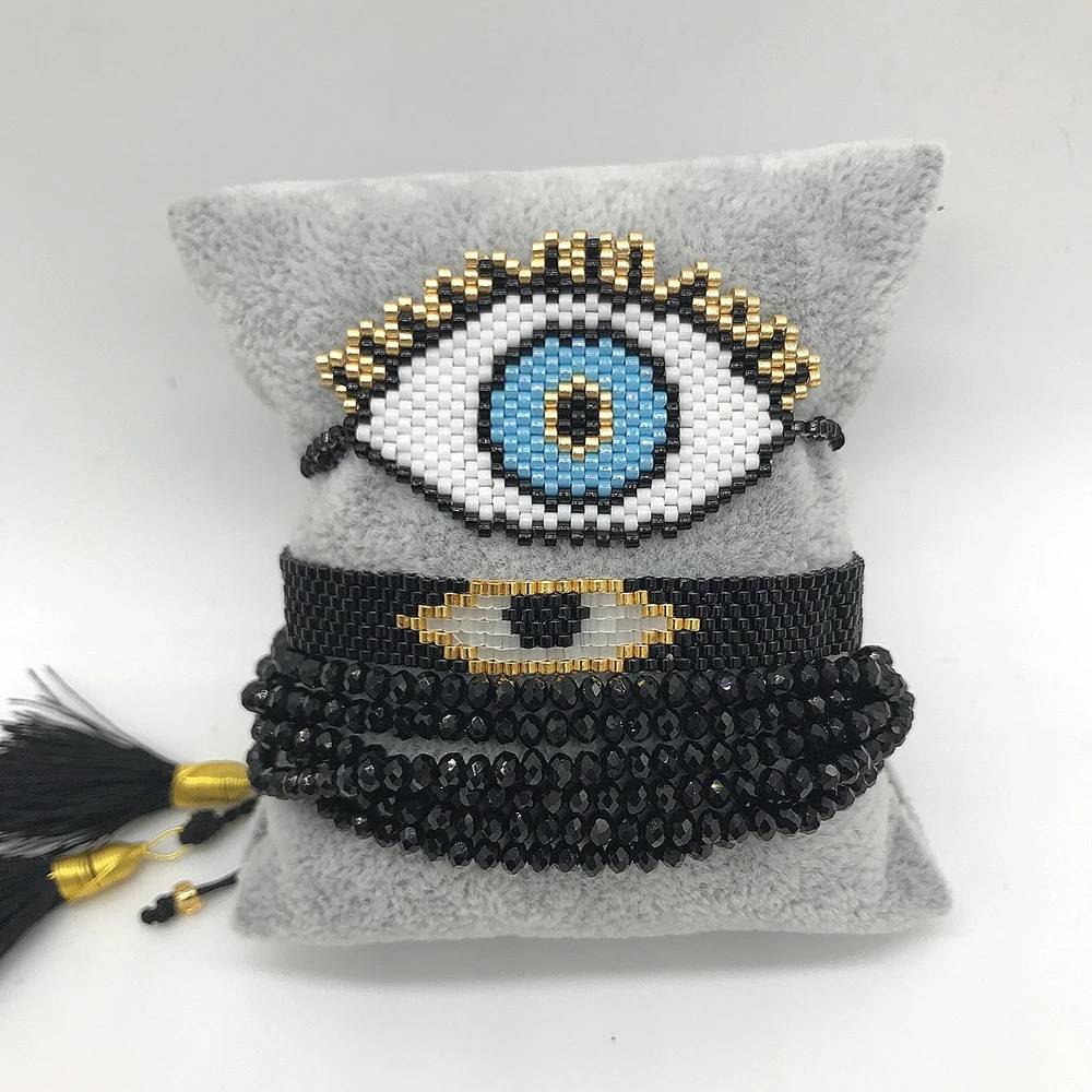 

BLUESTAR 2021 MIYUKI Bracelet Turkish Evil Eye Pulseras Mujer Moda Handmade Crystal Bead Woven Armband