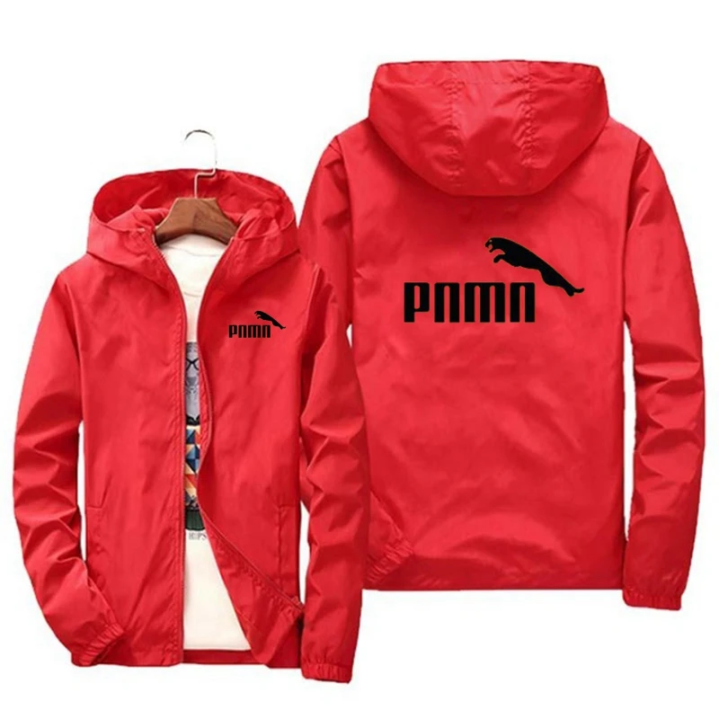

2021 Custom logo windbreaker jacket men autumn outdoor hooded jacket men large size windbreaker zipper jacket brand clothing