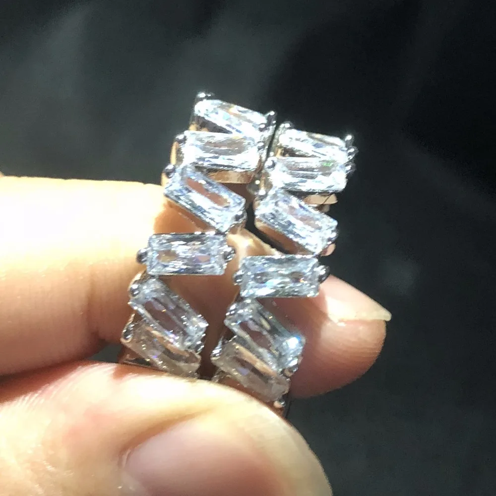 Горячие Стиль 925 серебро белыми камнями CZ циркон Обручение ювелирные изделия