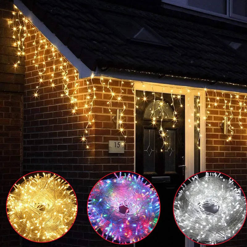 

Christmas Garland LED Curtain Icicle String Light 220V 10m 100Leds Indoor Drop LED Party Garden Stage Outdoor Decorative Light