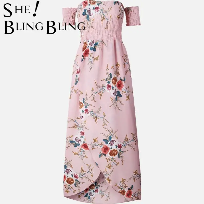 SheBlingBling размера плюс 4XL 5XL летнее платье до щиколотки с открытыми плечами и