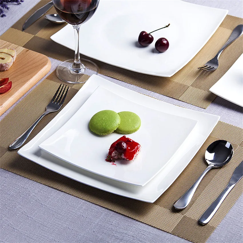 

Nordic Simplicity Western Dinner Plates White Square Dinner Dishes Dessert Tray pasta plates Creative Kitchen Dinnerware sets