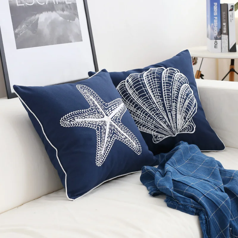 Чехол для подушки с вышивкой морской звезды чехол из раковины домашний