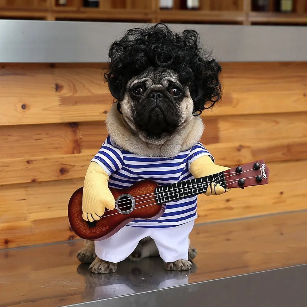 Dogs Play The Guitar Halloween Christmas Special Events Costume Novelty Funny Pet Party Cosplay Apparel Outfit Clothing | Дом и сад