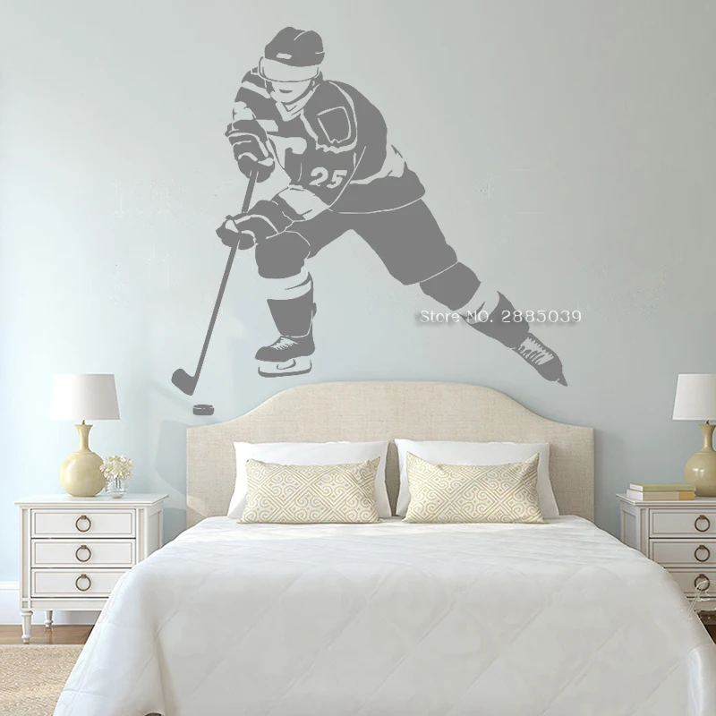 Виниловая наклейка на стену хоккеист Зимний спорт высокое качество домашний