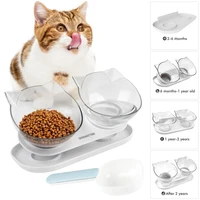 creative cat bowl set plastic double kitten food water feeding bowl with food spoon cat feeding dish feeder cats bowls supplies
