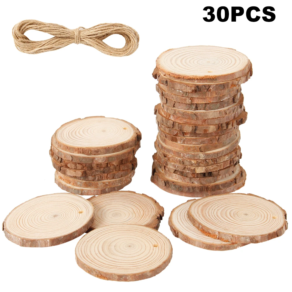 

30 шт., круглые деревянные диски разных размеров для декоративно-прикладного искусства