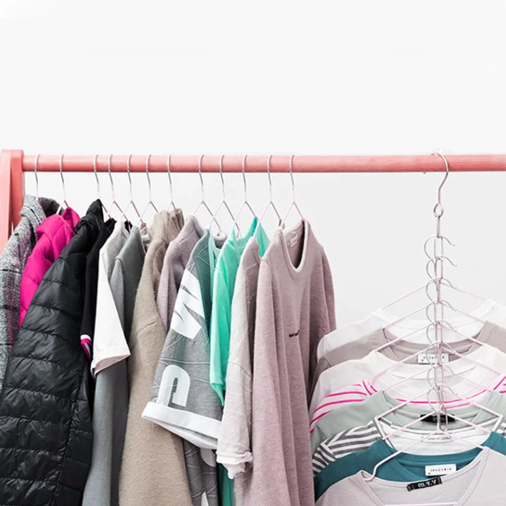 

10PCS Closet Organizer Hangers Stainless Steel Space Saving Wardrobe Clothing Organizers A Heavy Duty Hangers For Family Clothes