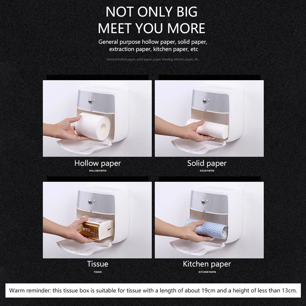 

Toilet Paper Holder Waterproof Wall Mounted for Toilet Paper Tray Roll Paper Tube Storage Box Tray Tissue Box Shelf