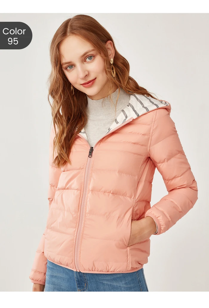 Giordano женский Реверсивный пуховик с капюшоном
