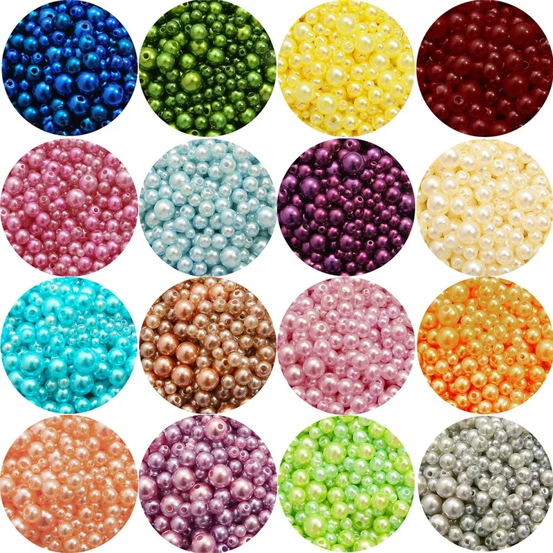 

150pcs 3-8mm Multicolors Round Pearl Beads with Hole Loose Spacer Beads for DIY Craft Necklaces Bracelets Jewelry Making