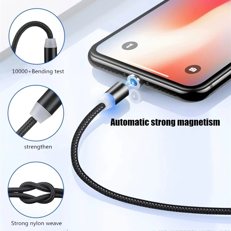 Магнитный USB кабель для зарядки и передачи данных для type-C IOS iPhone Android Micro USB кабель для быстрой зарядки и синхронизации данных для смартфонов