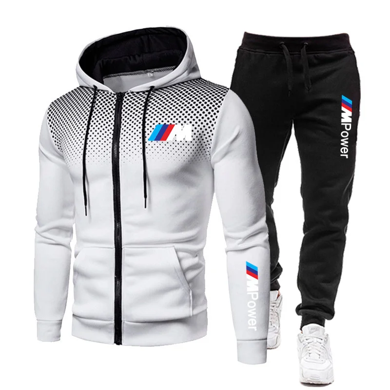 

2021New Men's Football Sets Zipper Hoodie+Pants Two Pieces Casual Tracksuit Male Sportswear Gym Brand Clothing Sweat Suit