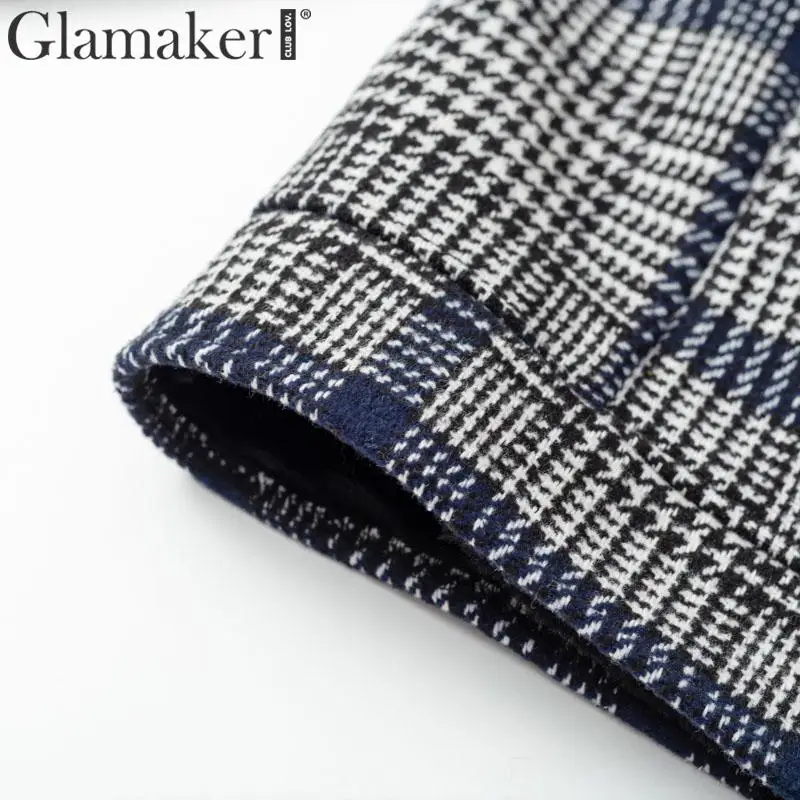 Glamaker клетчатое пальто из искусственного меха, меховая куртка, женская сексуальная черная Лоскутная теплая плотная верхняя одежда, осенняя короткая куртка из искусственного меха, зимнее пальто
