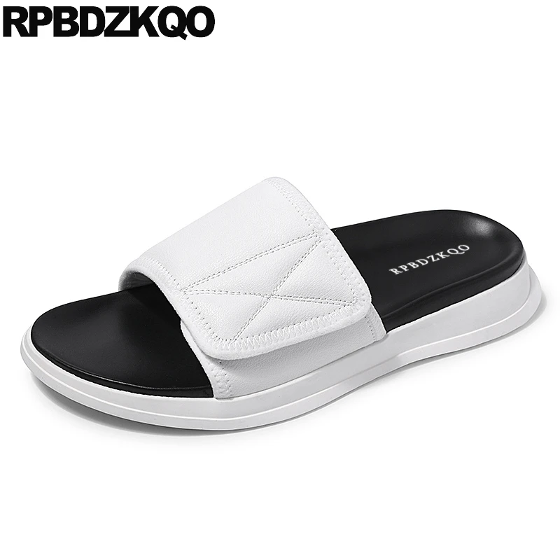 White Slippers Slip On 2021 Sandals Soft Summer Italian Flat Designer Shoes Men High Quality Slides Beach Genuine Leather Casual