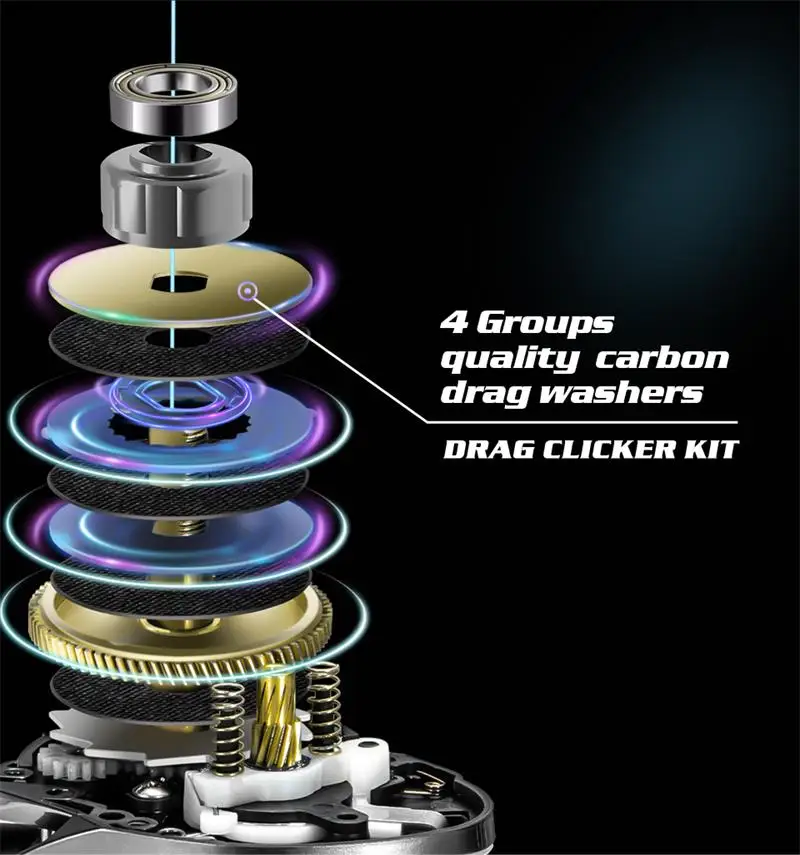 GKA200T Fishing Reels Baitcasting Reel Magnetic Brake Casting Reel 9KG Max 6+1 BB Drag Clicker Sound Baitcaster Reel