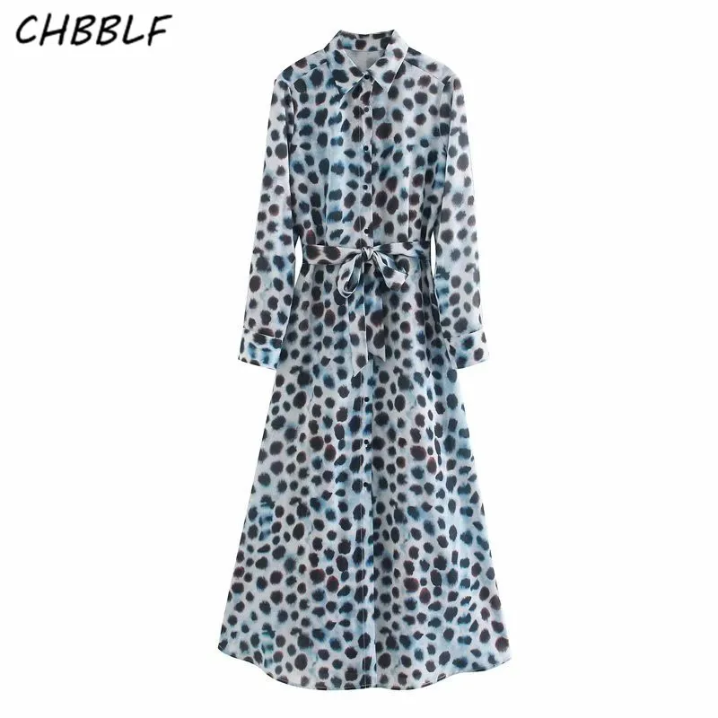 Женское платье с длинным рукавом CHBBLF повседневное плиссированное в стиле ретро