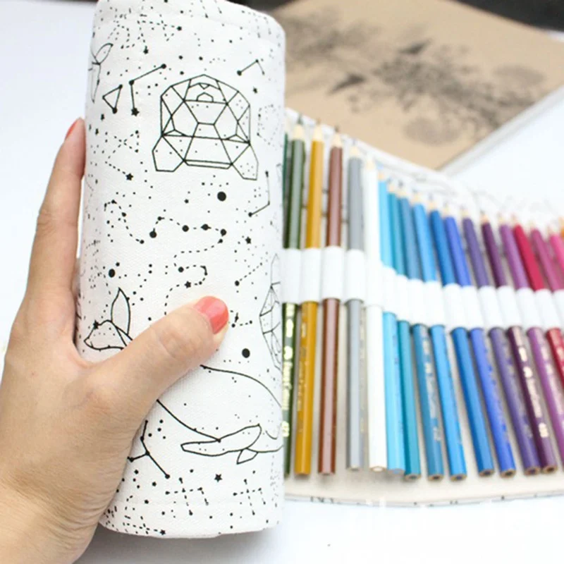 Простой и Портативный 36/48/72 отверстия большой Созвездие пенал из парусины