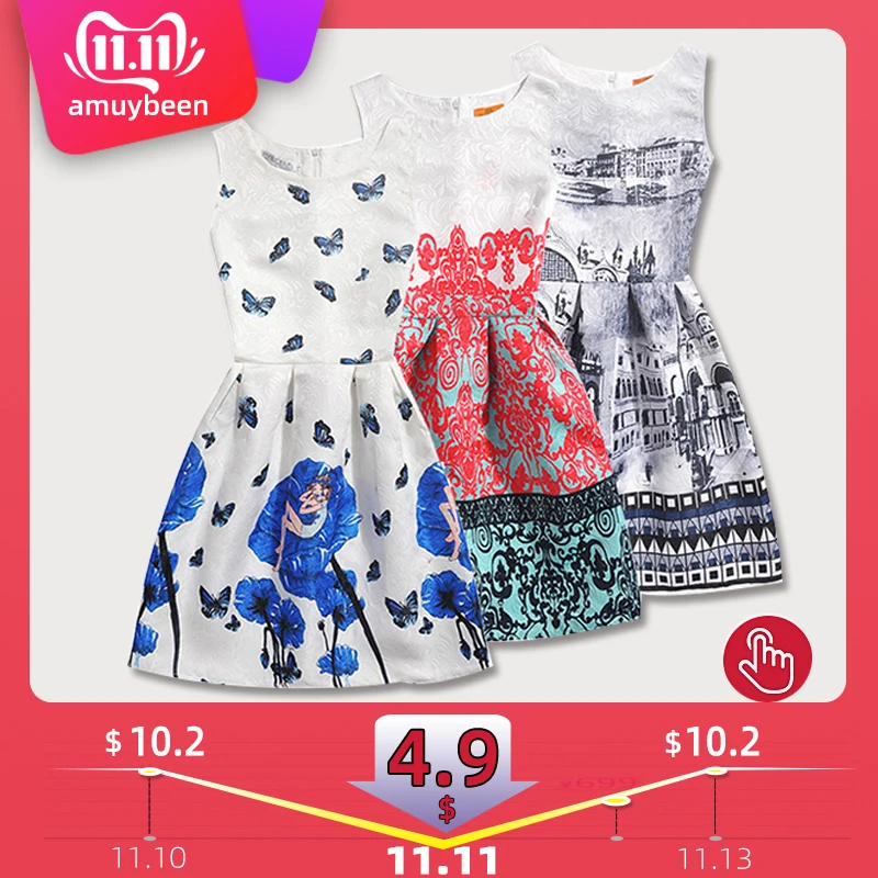 Платье для девочек Amuybeen повседневное рождественское платье принцессы с принтом