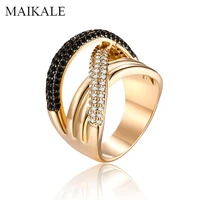 maikale luxury black zirconia big rings for women gold gem stone wedding band rings party jewelry accessories punk gifts