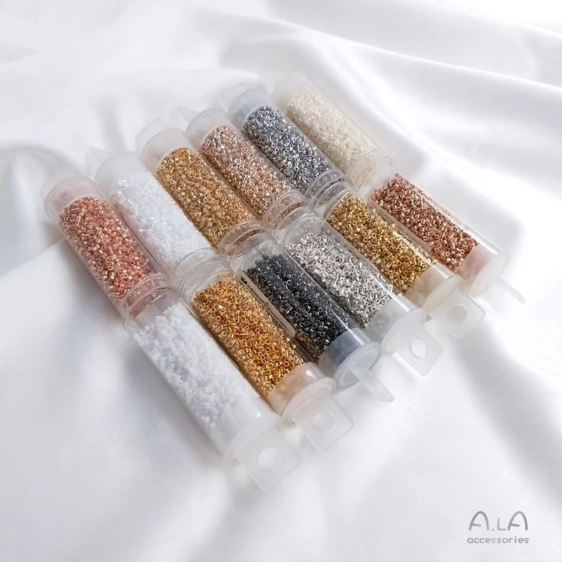 

100/200 Pcs/set Antique Beads 2mm Round Tube Small Rice-Shaped Beads Gold Pearl Color DIY Bead String Jewelry Making Supplies