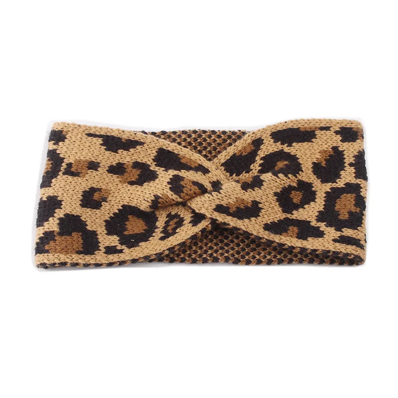 Leopard B M MISM, модная зимняя вязаная повязка на голову, теплая вязаная повязка на голову, Женская растягивающаяся повязка на голову, хлопковый головной убор, подарки - Цвет: Leopard B