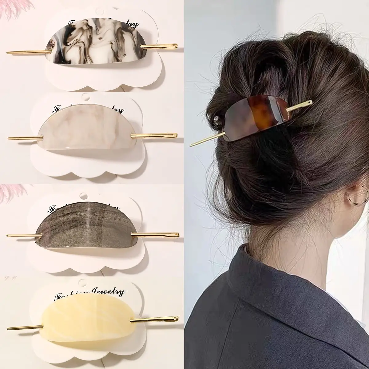 

Hair Accessories Acrylic Fixed Hairstyle Alloy Headdress Clip Chignon Holder Hairpin