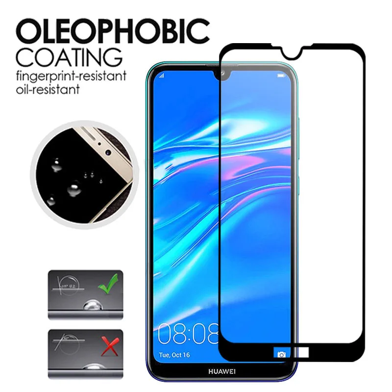2 в 1 для Huawei Y7 Pro 2019 Защитное стекло Y 7 pro2019 полное покрытие защитная пленка из
