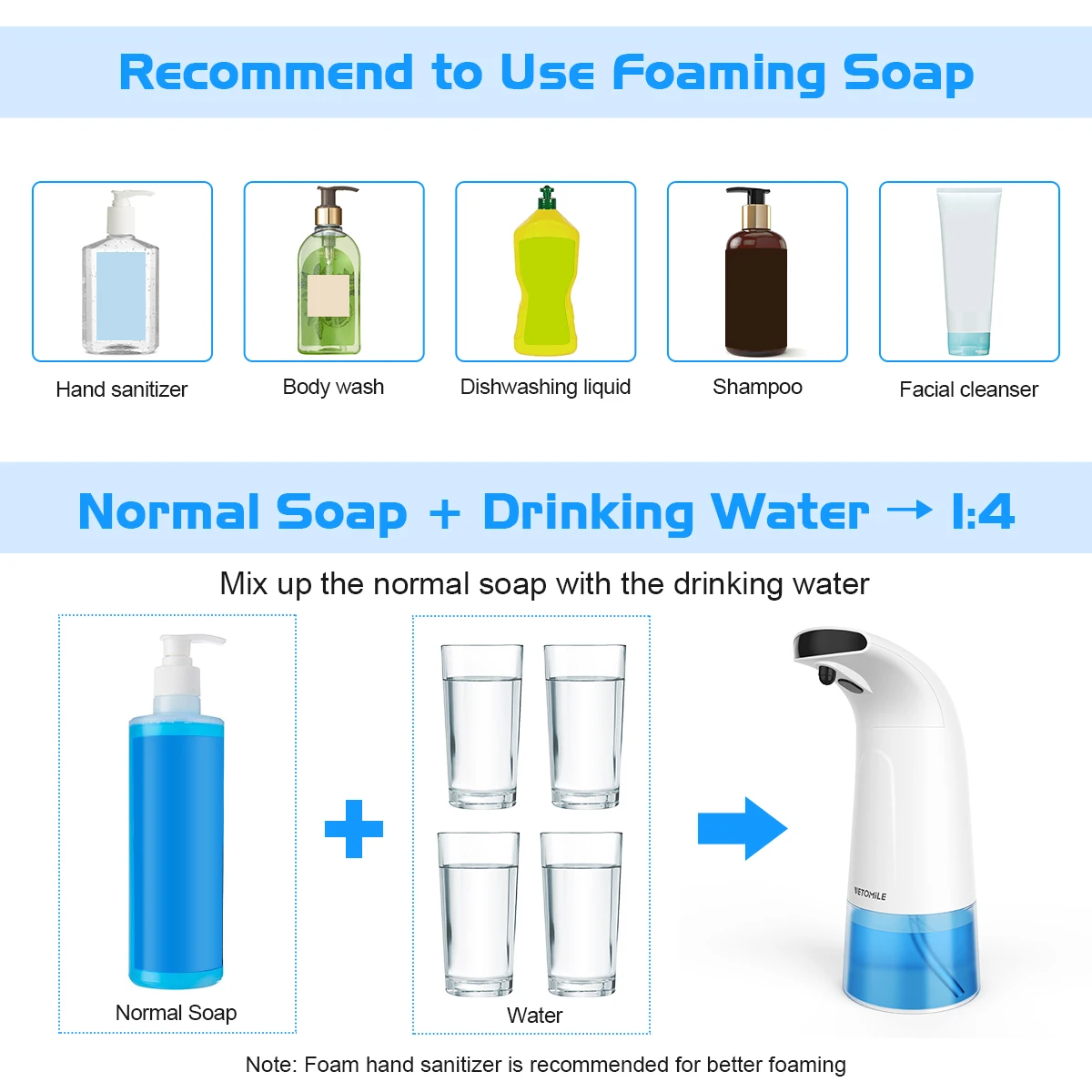 Автоматический дозатор мыла Пенящийся 280 мл бесконтактный датчик