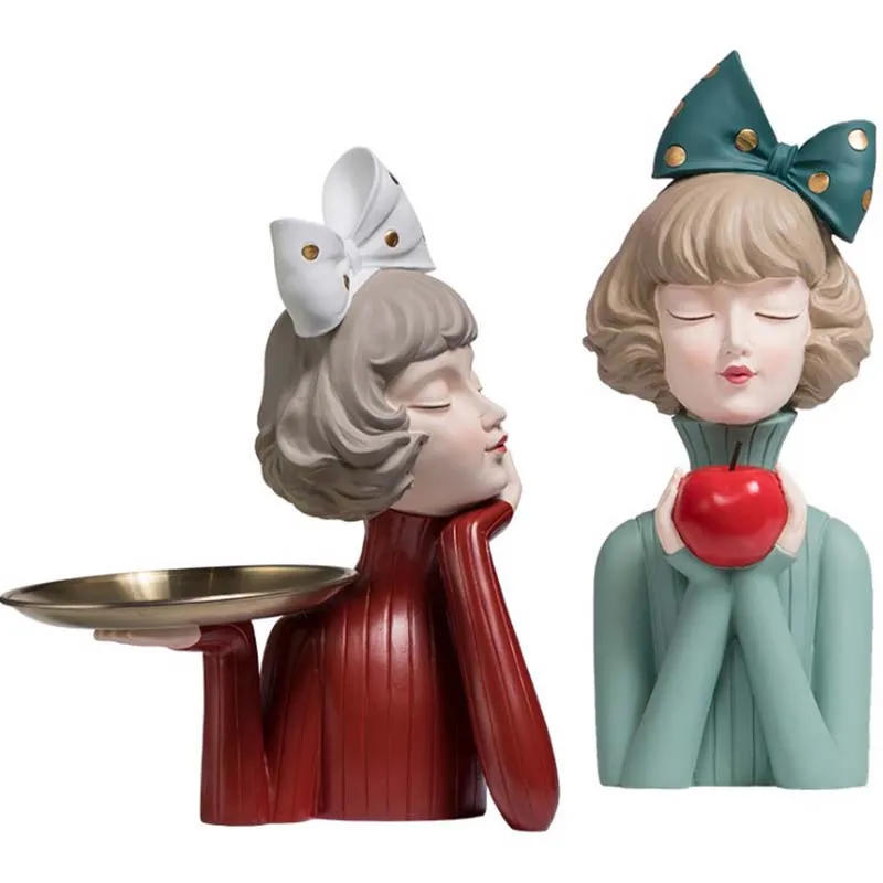 

Nordic Miniatures Figurine Craft Creative Thinking Girl Ornament Nordic Living Room OfficeDesk Decoration Craft Birthday Gift
