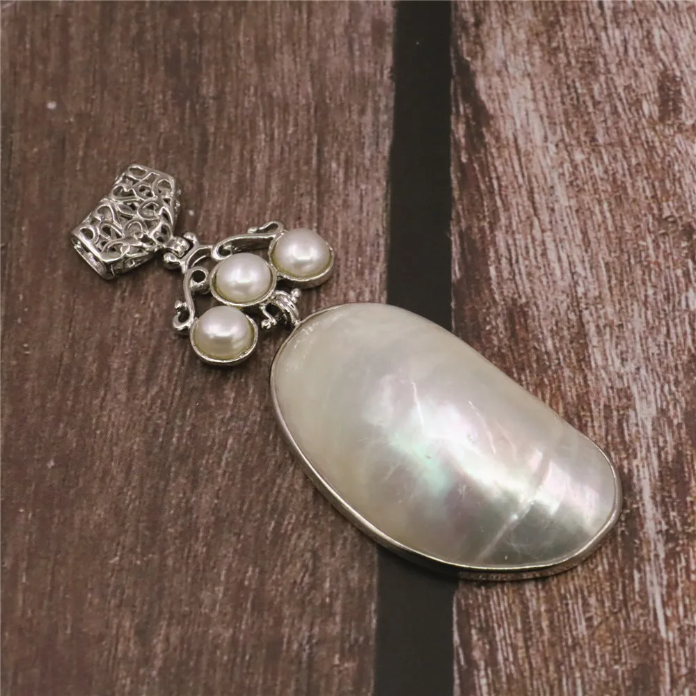 Модное Натуральное белое овальное ожерелье в виде раковины абалона кулон