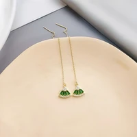 dominated metal long leaves modelling fine crystal drop earrings korean new women temperament joker earrings jewelry