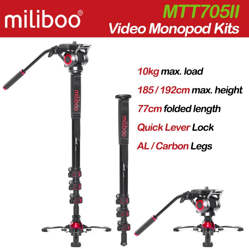 Miliboo MTT705II алюминиевый/углеродное волокно Видео монопод с жидкостной видео