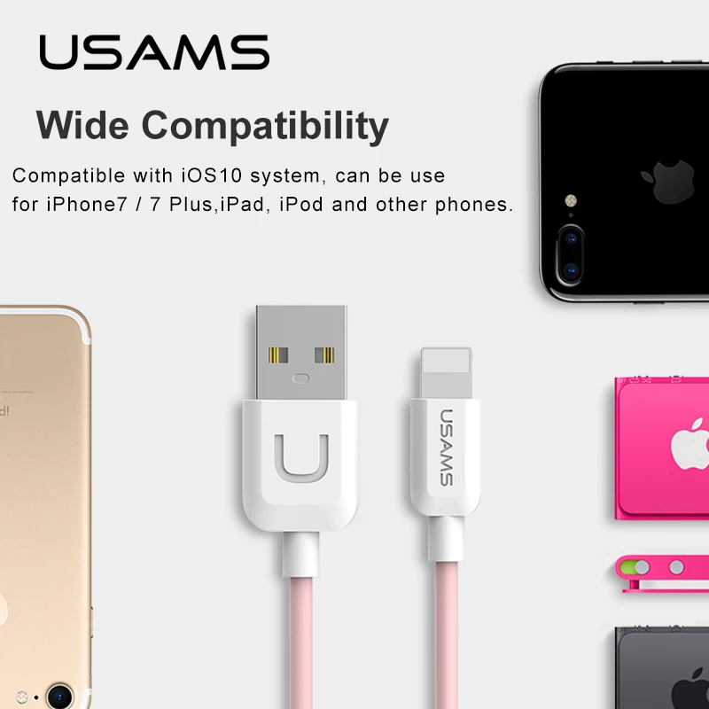 USAMS 3 шт. 1 м 2 А красочный Lightning Type C Micro USB мобильный телефон кабель для iPhone Huawei Xiaomi