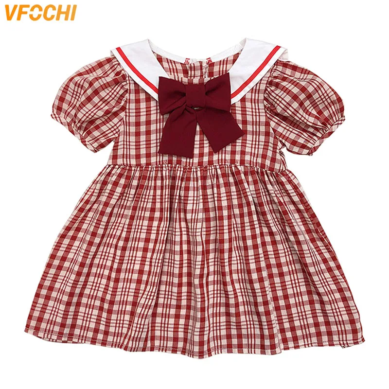 

VFOCHI, 2021, платье для девочек, летняя одежда для девочек, платье в стиле преппи для девочек, Модное детское платье, хлопковое школьное платье для девочек