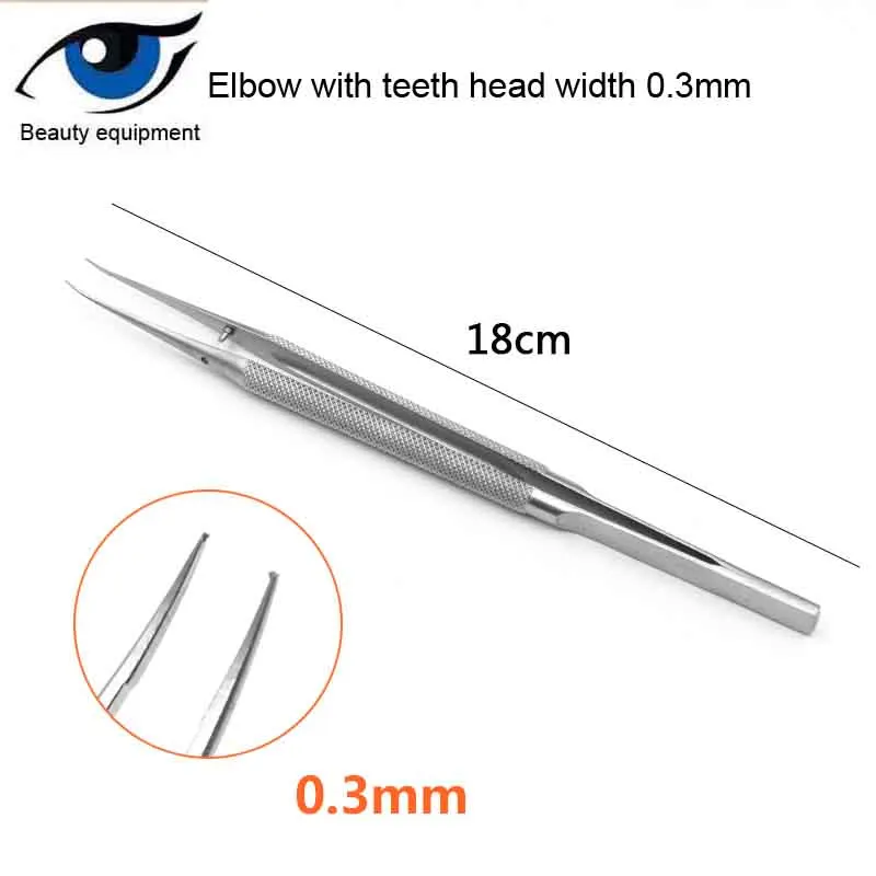 Микроскопический Пинцет из нержавеющей стали Угловая головка с прямыми зубцами