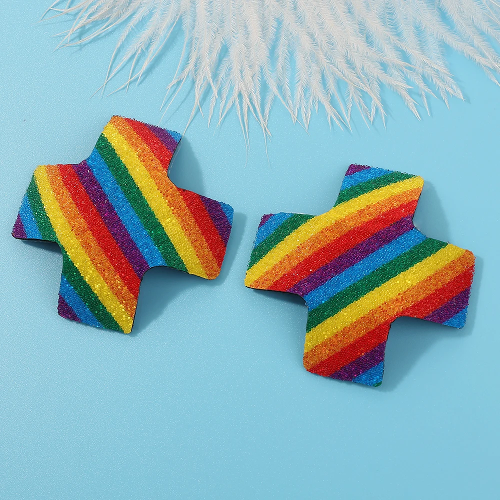 

Sexy 1 Pair Sequin Nipple Cover Rainbow Nipple Stickers Reusable Women Nipple Pasties Silicone X Shape Petal Bra Accessories