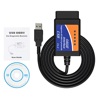 OBD2 ELM327 USB Bluetooth V1.5 автомобильный диагностический USB кабель интерфейс Поддержка всех OBD2 протоколов для Windows ELM 327 USB OBD сканер - Цвет: usb V1.5