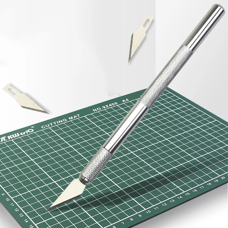 A3 PVC коврик для резки+ набор металлических ножей для рукоделия, инструмент для резьбы, двухсторонняя самовосhealing вающаяся режущая доска в стиле пэчворк