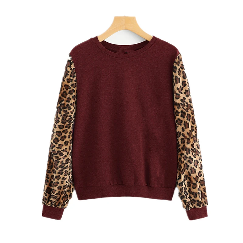 Женский свитшот с леопардовым принтом длинным рукавом | Женская одежда